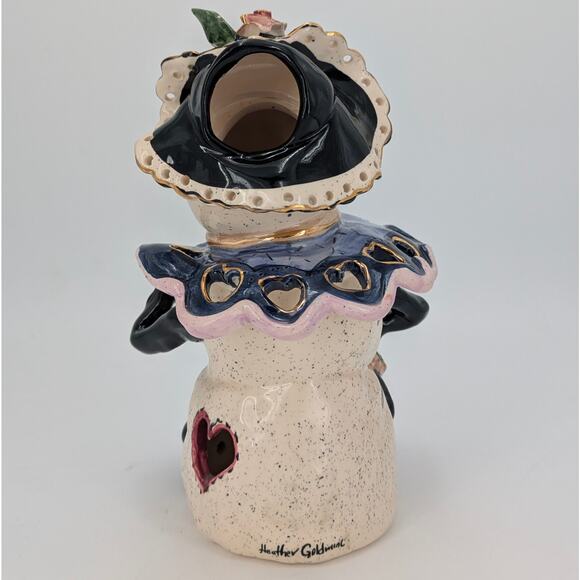 Heather Goldminc Snowman Lady Tea Light Candle Holder Retired Blue Sky Clayworks - Picture 4 of 12